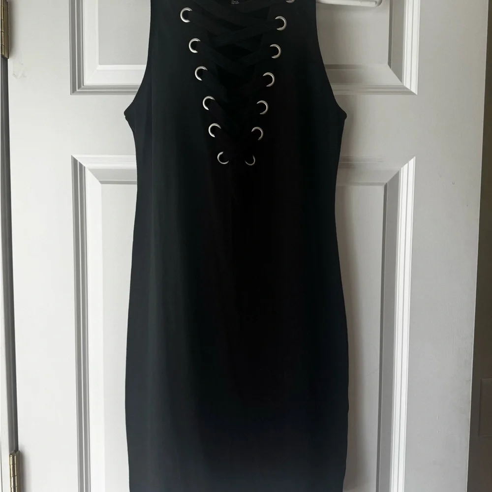 Forever 21 Black Lace-Up Sleeveless Bodycon Mini Dress